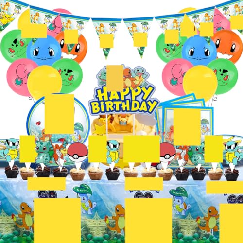 75-teiliges Komplettset mit fröhlicher Wimpelkette, 10 Tellern, stilvollen Servietten, bunten Luftballons, hochwertiger Tischdecke, großer Kuchendekoration und niedlichen kleinen Kuchendekorationen 75-teiliges Komplettset mit fröhlicher Wimpelkette, 10 Tellern, stilvollen Servietten, bunten Luftballons, hochwertiger Tischdecke, großer Kuchendekoration und niedlichen kleinen Kuchendekorationen von GaoerdeKing
