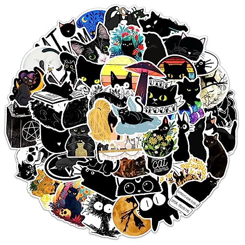 100 Stück Schwarze Katze Wasserfeste Aufkleber Sticker Set für Kinder Jugendliche Kawaii Cat Aufkleber für Auto Laptop Skateboard Fahrrad Moped Motorrad Motorräder Gepäck Computer Koffer von Gaojiwanju