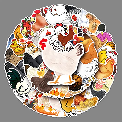 50 Stück Tiere Huhn Wasserfeste Aufkleber Sticker Set für Kinder Jugendliche Chicken Vinyl Sticker Aufkleber für Auto Laptop Skateboard Fahrrad Moped Motorrad Motorräder Gepäck Computer Koffer von Gaojiwanju