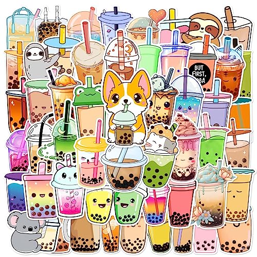 50 Stück Tiermilch Tee Wasserfeste Aufkleber Sticker Set für Kinder Jugendliche Bubble Tea Vinyl Aufkleber für Auto Laptop Skateboard Fahrrad Moped Motorrad Motorräder Gepäck Computer Koffer von Gaojiwanju