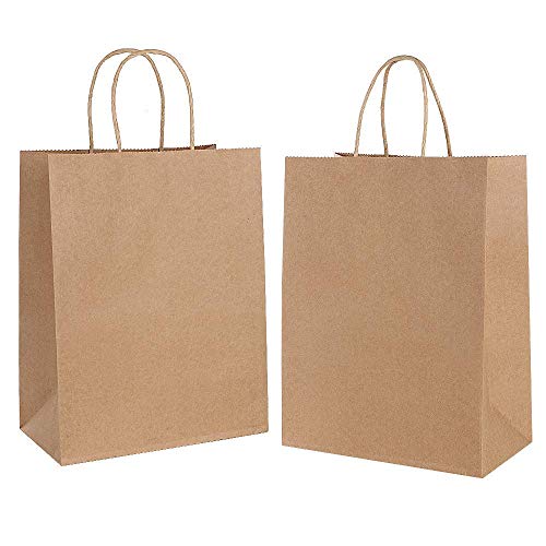 Gaoyong 20 Stk Papiertüten Braun, Geschenktüten21×11×27cmPapiertüten mit Henkel Für Lebensmittel Backen Merchandise Boutique Einzelhandel (verdicken 130gsm) von Gaoyong