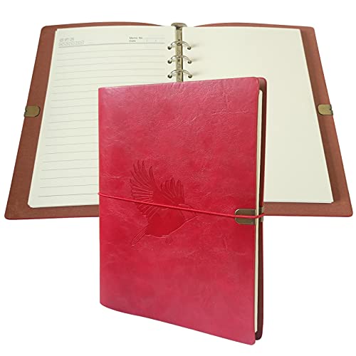 Gaoyong Leder notizbuch, Vintage Tagebuch, Nachfüllbares,Geprägt, Reisejournal Weihnachts Valentinstag Geburtstag Jahrestag Geschenk,Rot von Gaoyong