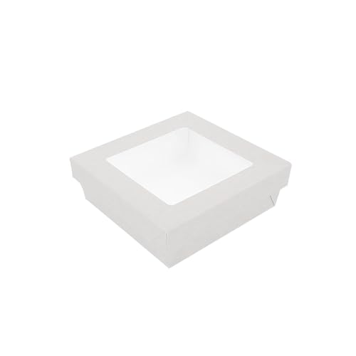25 Stück – Kisten + Deckel mit Fenster 'Thepack' 750 ml 230 g/m2 + Opp 14 x 14 x 5 cm, Weiß, Nano-Mikro-Wellpappe 25 Stück – Kisten + Deckel mit Fenster 'Thepack' 750 ml 230 g/m2 + Opp 14 x 14 x 5 cm, Weiß, Nano-Mikro-Wellpappe von Garcia de Pou