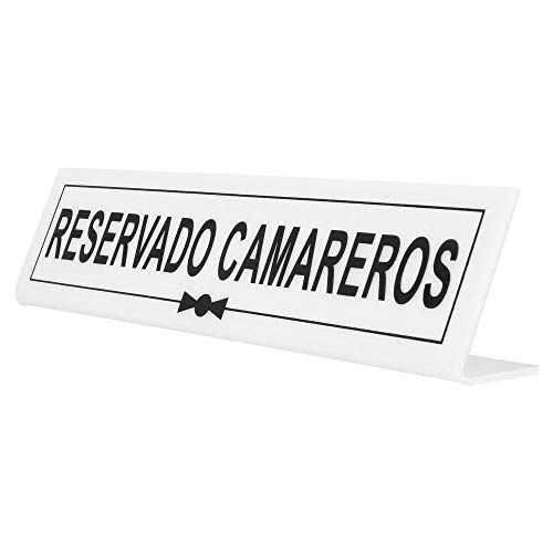 Garcia de Pou Tisch Schild RESERVADO camareros, Methacrylat, weiß, 26 x 5 x 30 cm von García de Pou