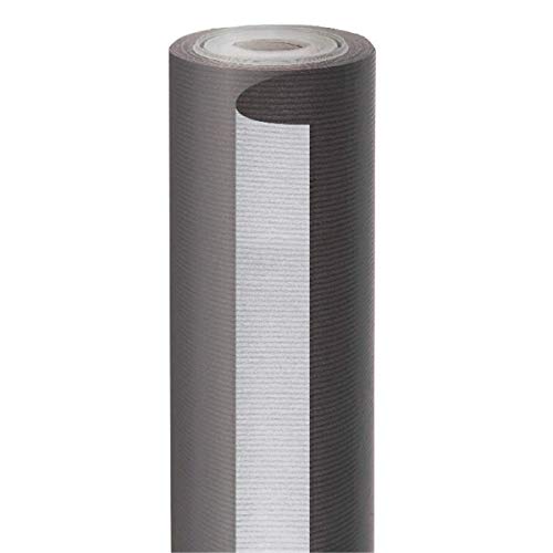 Pou 803.82 Geschenkpapier, 50 m, Kraftpapier, 60 g/m², 70 cm, Schwarz/silberfarben von García de Pou