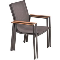 Garden Pleasure Gartenstühle mit Armlehnen SILEA dunkelgrau, Metall, 2 St. von Garden Pleasure
