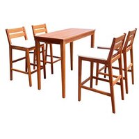 Garden Pleasure Bartisch-Set MAINE beige, natur Holz, 5-teilig von Garden Pleasure