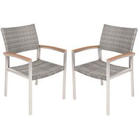 Garden Pleasure Gartenstühle mit Armlehnen LIVORNO silber, hellgrau, 2 St. von Garden Pleasure