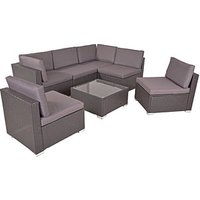 Garden Pleasure Loungegruppe SANSIBAR grau, silber Kunststoff, Metall, 18-teilig von Garden Pleasure