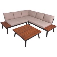 Garden Pleasure Loungegruppe THERESA beige, schwarz Holz, Metall, 15-teilig von Garden Pleasure