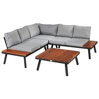 Garden Pleasure Loungegruppe THERESA grau, schwarz Holz, Metall, 15-teilig von Garden Pleasure