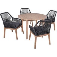 Garden Pleasure Sitzgruppe ARVADA/POMONA anthrazit, natur Holz, 5-teilig von Garden Pleasure