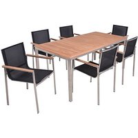 Garden Pleasure Sitzgruppe DENVER dunkelgrau, silber Holz, Metall, 7-teilig von Garden Pleasure