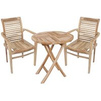 Garden Pleasure Sitzgruppe JAVA, natur Holz, 3-teilig von Garden Pleasure