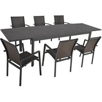 Garden Pleasure Sitzgruppe NEREA, schwarz Metall, 7-teilig von Garden Pleasure