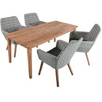 Garden Pleasure Sitzgruppe RAPALLO/VISALIA dunkelgrau, grau Kunststoff, Holz, 5-teilig von Garden Pleasure