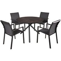 Garden Pleasure Sitzgruppe SOPHIA mittelgrau, pfefferschwarz Metall, 5-teilig von Garden Pleasure