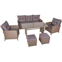 Garden Pleasure Sitzgruppe SEVILLA dunkelgrau, braun Kunststoff, Metall, 6-teilig von Garden Pleasure