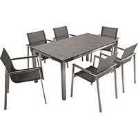 Garden Pleasure Sitzgruppe Sienna grau, silber Kunststoff, Metall, 7-teilig von Garden Pleasure