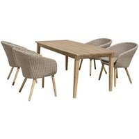 Garden Pleasure Sitzgruppe Visalia taupe, braun Kunststoff, Holz, 5-teilig von Garden Pleasure