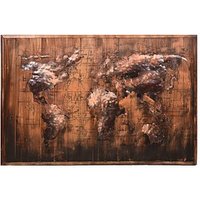 Garden Pleasure Wandbild 3D Weltkarte braun, Metall von Garden Pleasure