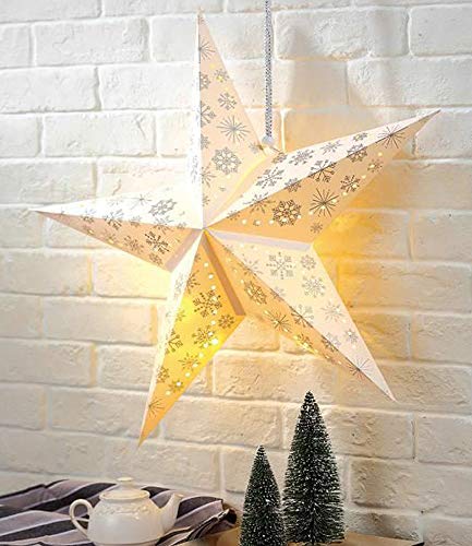 LED X-MAS Decken Hänge Stern Weihnachts Lampe Fenster Deko weiß Schnee Flocke Harms 920099 von Garden Pleasure