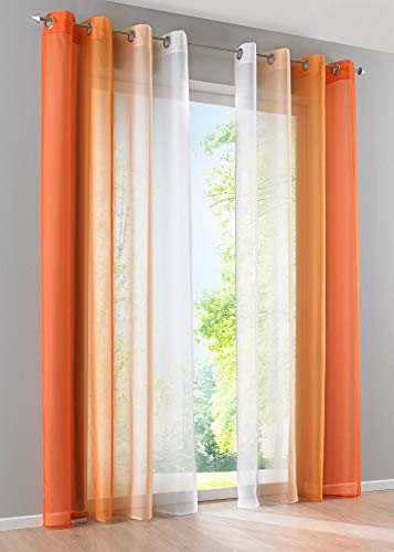 2er Pack Gardinen Vertikal Farbverlauf Druck Transparent »Modena« mit Ösen und Raffhalter, Vorhang, Dekoschal HxB 225x140 cm Orangetöne, 10000183 2er Pack Gardinen Vertikal Farbverlauf Druck Transparent »Modena« mit Ösen und Raffhalter, Vorhang, Dekoschal HxB 225x140 cm Orangetöne, 10000183 von Gardinenbox