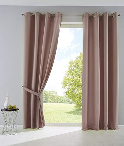 2er Set Vorhänge Blickdicht Gardinen Matt Lichtdurchlässig »Palermo« mit Ösen und Raffhalter Dekoschal HxB 175x140 cm Taupe, 10000265-2 von Gardinenbox