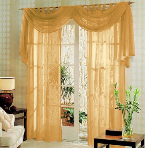 Gardinenbox Voile komplett GARDINEN Set 3tlg., Gelb, 60999 von Gardinenbox