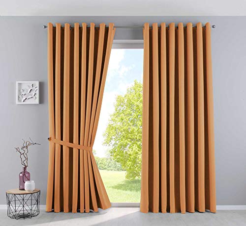 Gardinenbox Vorhänge Blickdicht »Newyork« Orange HxB 225x295 cm 2er-Pack Thermo-Gardinen Verdunkelungsvorhang Blackout Ösen schalldämmend ÖKOTEX UV-Schutz Raffhalter, 201920600-2 Gardinenbox Vorhänge Blickdicht »Newyork« Orange HxB 225x295 cm 2er-Pack Thermo-Gardinen Verdunkelungsvorhang Blackout Ösen schalldämmend ÖKOTEX UV-Schutz Raffhalter, 201920600-2 von Gardinenbox