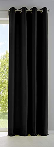 Vorhang Blickdicht Gardine Matt Lichtdurchlässig »Palermo« mit Ösen und Raffhalter Dekoschal HxB 175x140 cm Schwarz, 10000265 von Gardinenbox