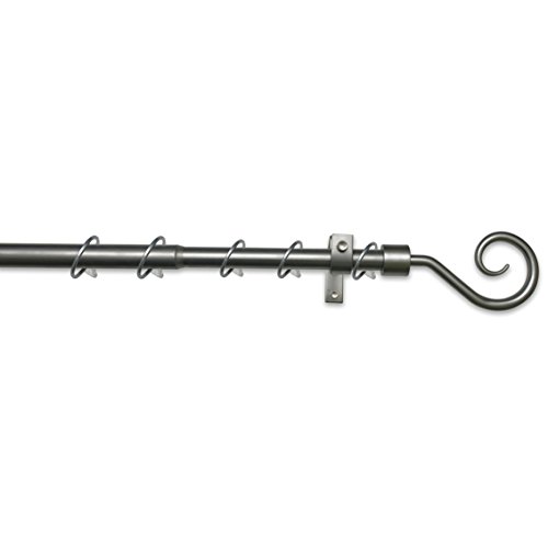 GARDINIA Gardinenstangen-Set "Hook", Komplettstilgarnitur inkl. Befestigungsmaterial, Gardinenstange ausziehbar, 130-240 cm, Silber von Gardinia
