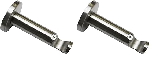 GARDINIA Träger mit Metallmontageplatte für Gardinenstange, 1-läufig, Offen, Inkl. aller Montage-Teile, Serie Chicago, Ø 20 mm, Edelstahl-Optik (Packung mit 2) von Gardinia