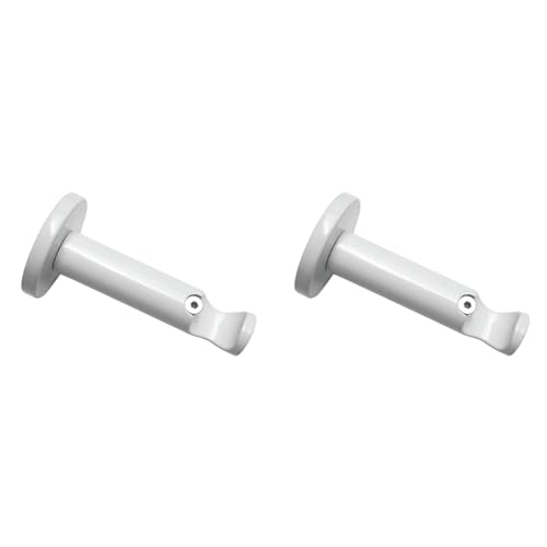 GARDINIA Träger mit Metallmontageplatte für Gardinenstange, 1-läufig, Offen, Inkl. aller Montage-Teile, Serie Chicago, Ø 20 mm, Weiß (Packung mit 2) von Gardinia