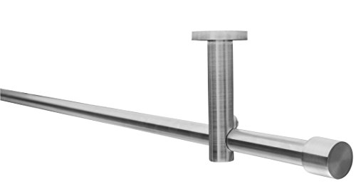 Gardinenstangen-Set, Ø 16 mm, geeignet zur Deckenbefestigung oder Wandbefestigung, 1-läufig Metall EDELSTAHL-OPTIK, 100 cm von Garduna