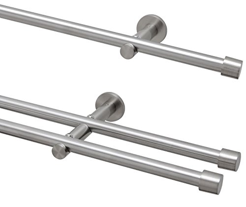 Garduna | 400cm Gardinenstange Cap | 1-lauf | Ø 16mm | edelstahl-optik | ohne Ringe | 2x200cm + Verbinder Garduna | 400cm Gardinenstange Cap | 1-lauf | Ø 16mm | edelstahl-optik | ohne Ringe | 2x200cm + Verbinder von Garduna