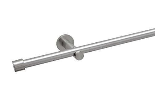 Garduna - Gardinenstange Ø 16mm Cap, 1 -lauf, edelstahl -optik (ohne Ringe) - 240cm (2x120cm). von Garduna