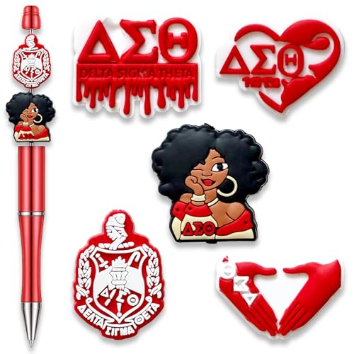 Sorority Focal-Perlen für Stifte, niedliche Silikon-Fokal-Perlen für die Herstellung von DIY-Perlenstiften, Schlüsselanhänger-Schmuck, 5 Stück (rot) von Garetheora