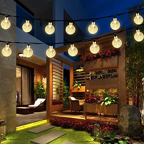 Garlocht Solar-Gartenleuchten für den Außenbereich, 30 LEDs, 5 m, wasserdicht, Kristallkugel-Lichter mit 8 Modi, dekorative Beleuchtung für Terrasse, Hof, Party, Hochzeit (warmweiß) von Garlocht