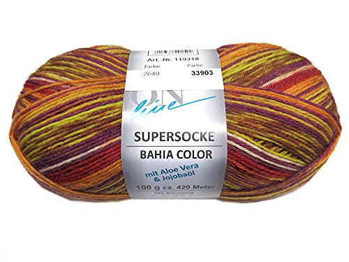 Schöne Sockenwolle "Bahia Color" Ocker-Bunt 2640 von Garn