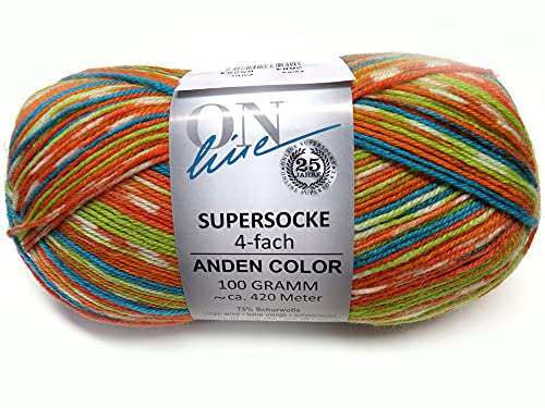 Super Sockenwolle Anden "Orangenhain" 2684 von Garn