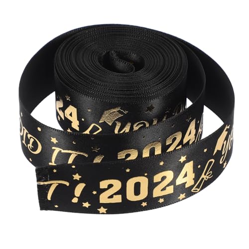 Garneck 1 Rolle Verpackung Band Abschlussband Sackleinenband Herzlichen Glückwunsch Grad Band Party Wickelband Gold Glücklich Rosa Schleife Fleckband Banddekor Schwarz Polyester von Garneck
