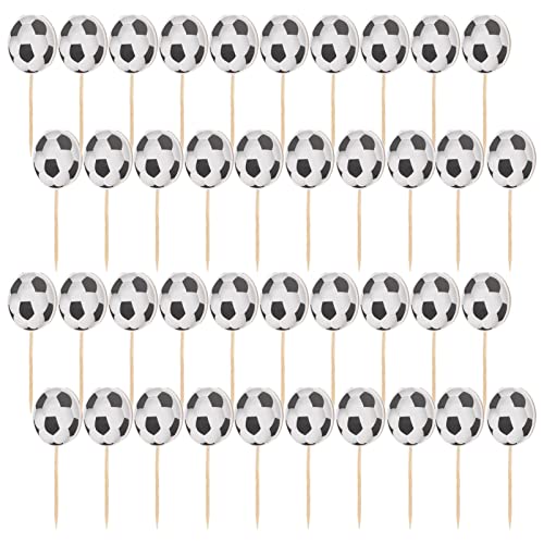 Garneck 1 Satz Fußball Kuchen Dekoration Packetbandrollen Faschingsdekoration Karnevalsdekoration Jubiläumsfeier Dekoration Karnevaldeko Cupcake-topper Party-kuchen-topper Papier 24 Stück von Garneck