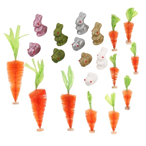 Garneck 1 Satz Osterdesktop -Ornamente Osterdeko Karottendekorationen Karotten-Party-Dekorationen Ostergarten-karottendekoration Glitzerkaninchen Mini-Figuren Zu Ostern Tischhase Holz von Garneck