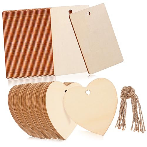 Garneck 1 Satz Unbehandelte Holzscheiben Herz Rechteck mit Schnur DIY Weihnachtsanhänger Bastelmaterial für Hochzeitsdekoration und Kreative Projekte Garneck 1 Satz Unbehandelte Holzscheiben Herz Rechteck mit Schnur DIY Weihnachtsanhänger Bastelmaterial für Hochzeitsdekoration und Kreative Projekte von Garneck