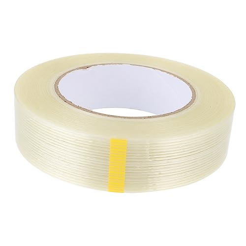 Garneck 1 Stück Glasfaserband Glasfasergewebeband verstärktes Umreifungsband Streifen mit Kleber transparent Glasfaser-Packband packing tape paketband gentle tape Klebeband Bündelband Weiß von Garneck