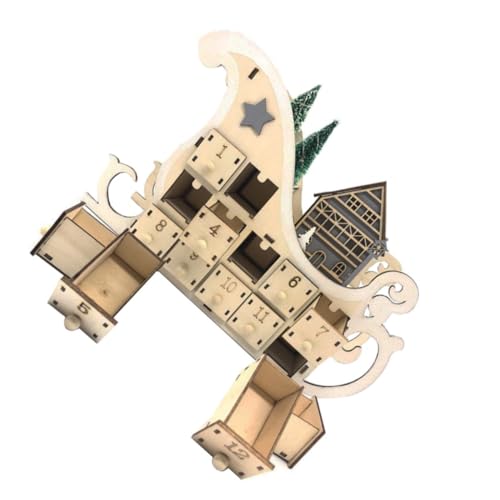Garneck 1 Stück Holz Weihnachts Countdown Kalender Adventskalender Dekorative Holzschlitten für Zuhause Kreative Weihnachtsdekoration Leicht und Installieren von Garneck
