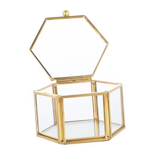 Garneck 1 Stück Schmuck Aufbewahrungsbox mit Design und Sechseckigem Aluminiumrahmen Stilvolle Schmuckschatulle für Ringe Ohrringe und für Reisen Eleganter Organizer von Garneck