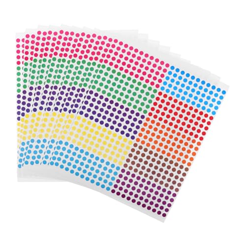 Garneck 10 Blatt Bunte Rundpunktetiketten Selbstklebende Farbkennzeichnung für Schnelle Identifikation Vielseitige Farbige Aufkleber für Organisation und Dekoration von Garneck