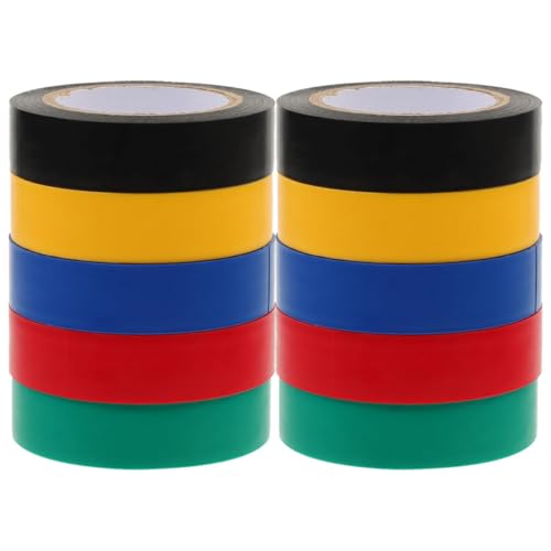 Garneck 10 Rollen Buntes Isolierband PVC Klebeband Elektrisch Wasserfest Hohe Klebkraft für Innen Außen Kabelwicklung und Reparatur Farbiges Elektrobändchen von Garneck